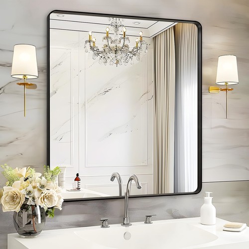 Black bathroom mirror - black,